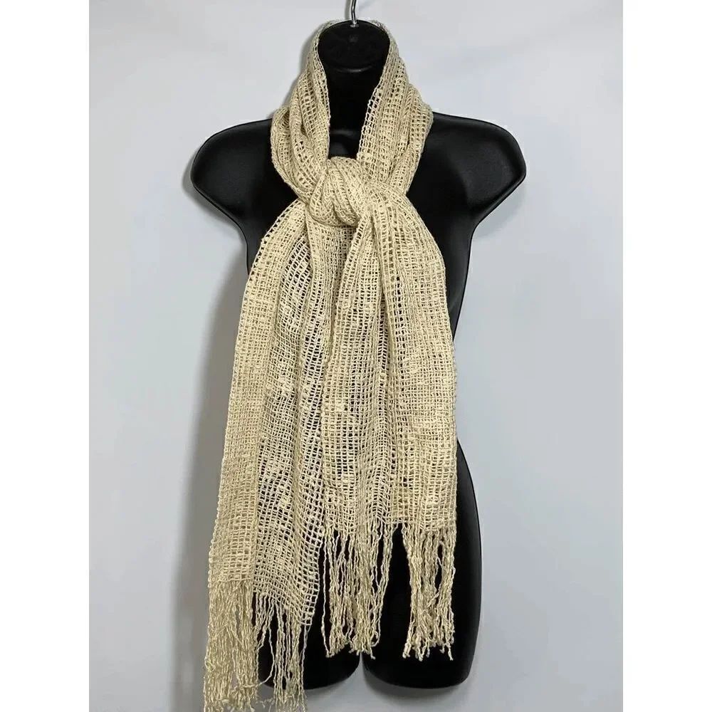 Campagnie EXP Womens Scarf Fringe Cream One Size